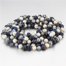 Snh 100inches Long Mixed Color Bead Pearl Necklace Jewelry